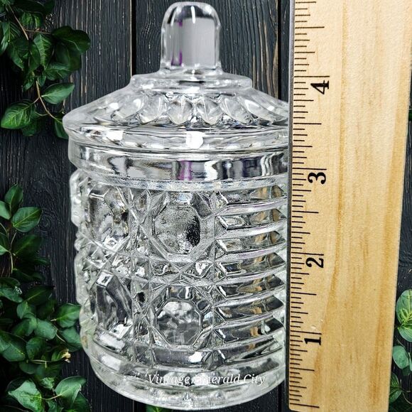 Vtg Indiana Glass Royal Brighton Jam & Sugar Set Beehive Free Emerald Spoon Read - Picture 8 of 12